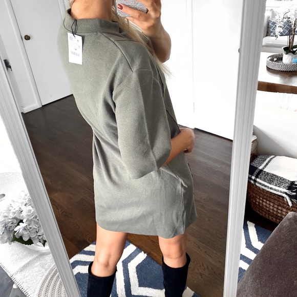 🍃 ZARA SAGE BASIC STITCHED BAGGY DRESS! - Picture 5 of 12